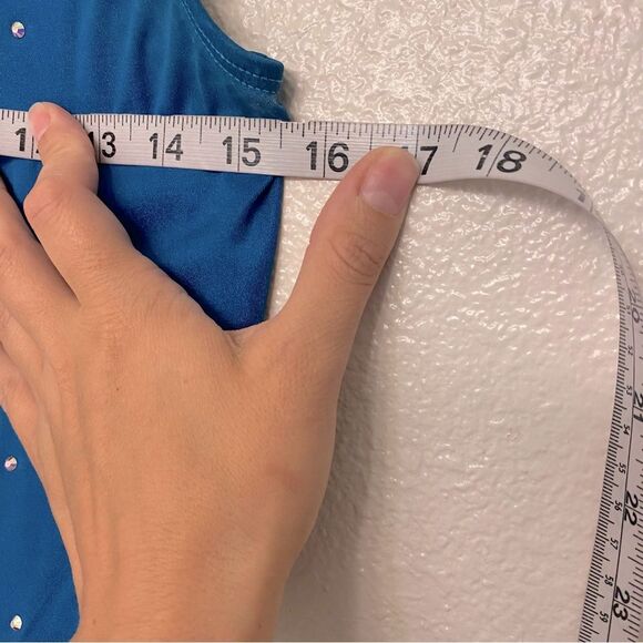 The Line up solo dance costume ALYSHA BIKETARD teal mallard green rhinestone XLC - Picture 9 of 9